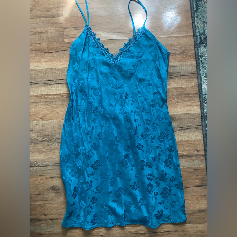 Private Luxuries 100% Silk Blue Lingerie Slip